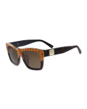Square Universal-Fit Logo Sunglasses, Camel
