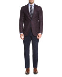 Corduroy Flat-Front Trousers, Blue