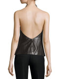 Leather Ring Halter Tank, Black