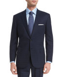 Check Two-Piece Wool Suit, Navy/Black