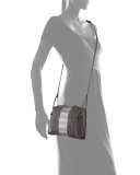 Intrecciato Small Embroidered Crossbody Bag, Brown/Black/Gray