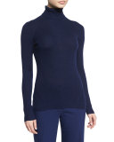 Sutton Wool-Silk Turtleneck Sweater, Midnight