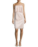 Strapless Popover Lace Cocktail Dress, Ballet Pink  