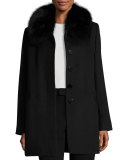 Fox-Trim Felt Coat