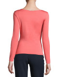 Long-Sleeve Scoop-Neck Tee, Matisse Red