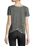 Sam Herringbone-Embellished Tee, Gray