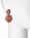 Baguette Cluster Crystal Statement Earrings, Berry