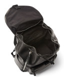 Killian Men's Medium Leather Logo Backpack, Black
