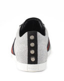 Bambi Glitter Web Low-Top Sneaker, Aegento