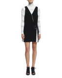 Vega Sleeveless Two-Tone Dress, Black/ Ivory