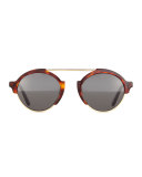 Milan III Round Sunglasses, Havana