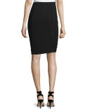Jasper Fluid Crepe Pencil Skirt, Black