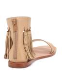 Lark Tassel Leather Sandal, Wheat