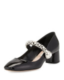 Jewel-Strap Mary Jane Pump, Black