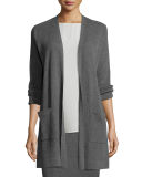 Washable Wool Ribbed Long Cardigan