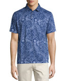 Crown Soft Paisley Polo Shirt, Navy