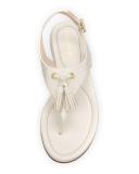 Rona Grand Tassel Thong Sandal, Ivory