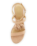 Tasselmania Suede Wedge Sandal, Bisque