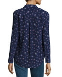 Slim Signature Floral-Print Shirt, Peacoat Multi