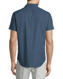 Short-Sleeve Micro-Check Woven Sport Shirt, Theorist Multi