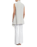 Spencer Draped Linen Vest, Pebble