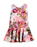 Sleeveless Floral Jacquard Flounce Dress, Multicolor, Size 2-6