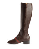Peyton Leather Knee Boot, Brown