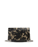 Arabesque Canvas Chain Wallet, Brown/Black