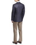 Check Two-Button Sport Coat, Light Blue/Brown