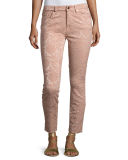Perforated Jacquard Skinny Ankle Jeans