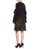 High-Waist Metallic Skirt, Black/Gold