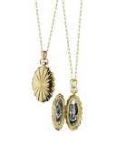 18k Gold Sunburst Oval Locket Necklace