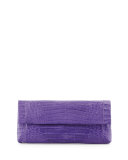 Gotham Crocodile Flap Clutch Bag, Purple