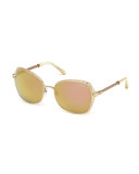 Oversize Square Sunglasses, Rose Gold