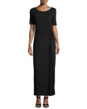 Short-Sleeve Ruched Jersey Maxi Dress, Plus Size  