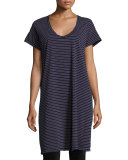 The Slouchy Scoop-Neck T-Shirt Dress, Navy Sonic Stripe