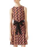 Chevron Print Pleated Dress