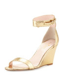 ronia naked wedge sandal, gold metallic python