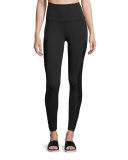 Shirred-Side High-Waist Performance Leggings, Black