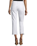 The Kick Slim-Fit Cropped Jeans, Sugar W/Raw Hem