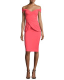 Benny Off-the-Shoulder Peplum Cocktail Dress