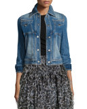 Stretch Denim Cropped Jacket 
