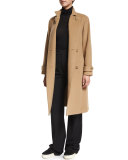 Wool-Blend Double-Breasted Trenchcoat, Camel