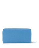 Saffiano Leather Oro Zip-Around Wallet, Light Blue (Mare)