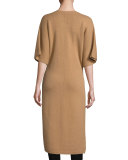 Felicie Long Half-Sleeve Cashmere Sweater, Camel