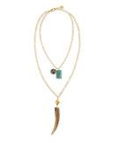 Double-Strand Horn Pendant Necklace, 33"L