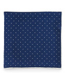 Dot-Print Pocket Square, Navy/White