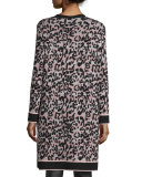 Metallic Animal-Print Long Coat, Blush