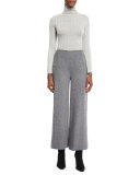 Wide-Leg Wool Pants, Gray