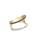 Zebra Black & White Diamond Ring in 14K Rose Gold, Size 7